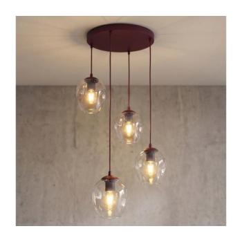 EMIBIG Zsinóros csillár ISTAR 4xE27/15W/230V átm. 40 cm piros/átlátszó 1784/4PREM kép