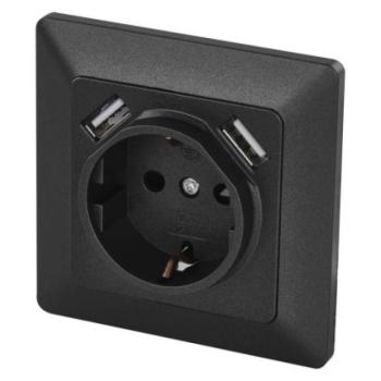 EMOS Aljzat USB csatlakozóval, SCHUKO antracit kép