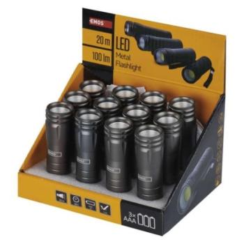 EMOS COB LED zseblámpa 3W 100lm 3xAAA 12db, box kép