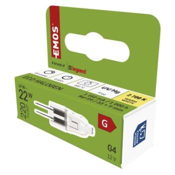 EMOS halogén izzó JC G4 14W 160lm, 2700K, 220, 12V, CRI> 99,9, dimmelhető, Meleg fehér, ZE0505A kép