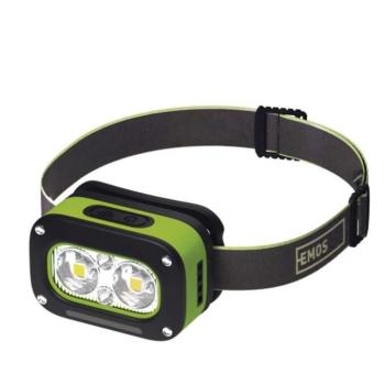 EMOS LED Fejlámpa tölthető P3545, 175 lm, 50 m, Li-pol 800 mAh, zöld, fekete, IP43, P3545 kép