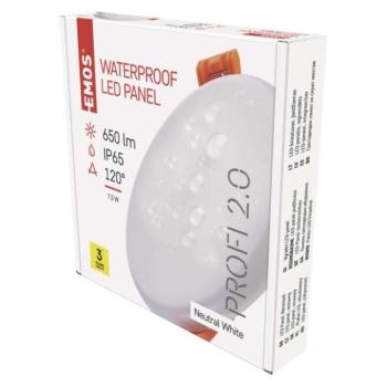 EMOS LED panel VIXXO beépíthető 7.5WW 650lm IP65 term. fehér kép