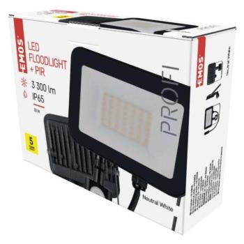 EMOS LED reflektor INOVO 30W 3300lm mozgásérzékelőve IP65 term. fehér kép