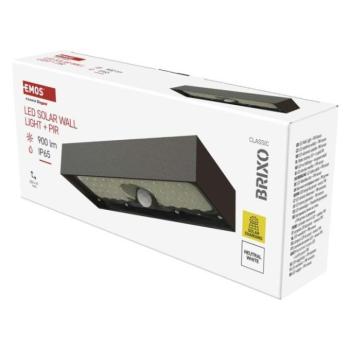 EMOS LED SOLAR lámpatest BRIXO PIR, 900lm IP65 természetes fehér kép