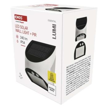 EMOS LED SOLAR lámpatest LUMI PIR, 240lm IP54 természetes fehér kép