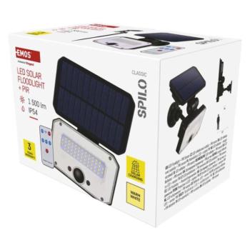 EMOS LED SOLAR reflektor hordozható SPILO, PIR, 1500lm IP54 meleg fehér kép