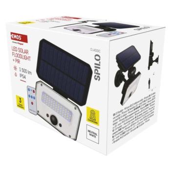 EMOS LED SOLAR reflektor hordozható SPILO, PIR, 1500lm IP54 természetes fehér kép