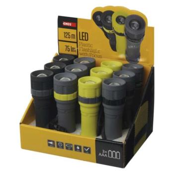 EMOS LED zseblámpa 3W 75lm 3xAAA fókuszálható 12db, display box kép