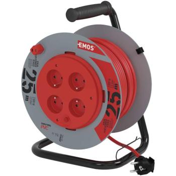 EMOS PVC Kábel dobon fix középrésszel - 4 aljzat, 25 m, 1,5 mm2 kép