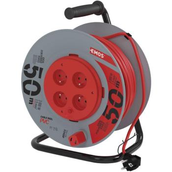 EMOS PVC Kábel dobon fix középrésszel - 4 aljzat, 50 m, 1,5 mm2 kép