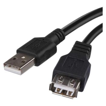 EMOS USB kábel 2.0 A – A/F csatlakozó 2m, fekete, S70201 kép