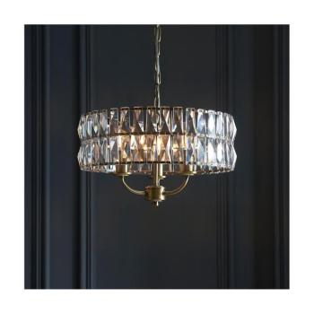 Endon 106243 - Láncos csillár CLIFTON 3xE14/6W/230V Ø 38,5 cm sárgaréz/átlátszó 106243