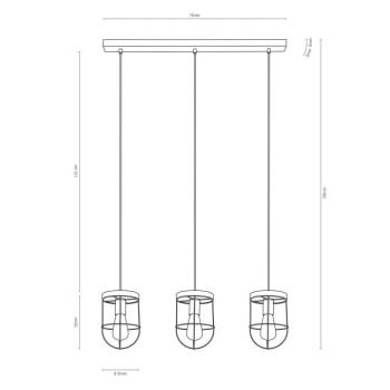 Neptuna függő világítás, szürke/fekete, 76 cm, 3 izzós, egyenes kép