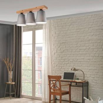 Risco mennyezeti világítás, szürke, 50 cm, 3 izzós, textil kép