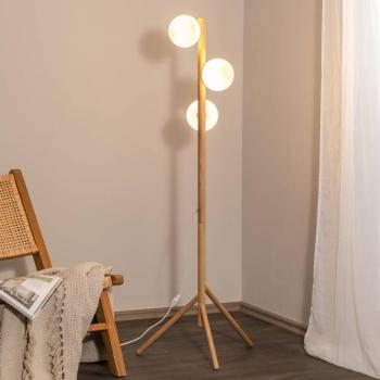 Estera állólámpa, opálüveg, fa keret, 132 cm, 3 lámpás, 3 lámpás kép
