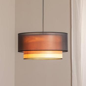 Cedrik lógó lámpa, fekete organza, kőrisfa furnér, 45 cm kép