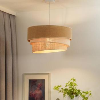 Trio Jute lógó lámpa, természetes barna/fehér/rafia, Ø 45 cm kép