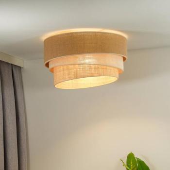 Trio Jute mennyezeti lámpa, természetes barna/fehér/rafia, Ø 45 cm kép