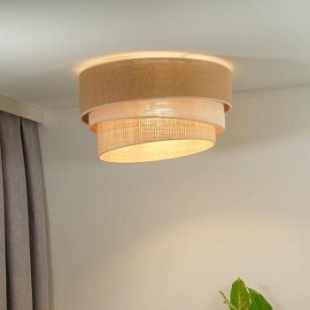 Trio Jute mennyezeti lámpa, természetes barna/fehér/rafia, Ø 60 cm kép