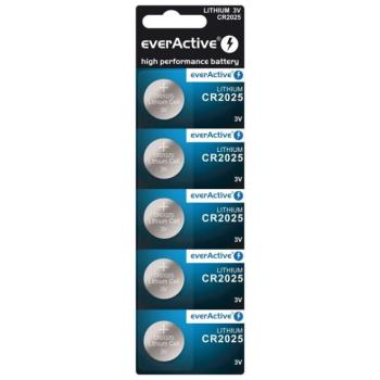 EverActive CR2025 3V lítium gombelem 5 db-os bliszteres kiszerelésben kép