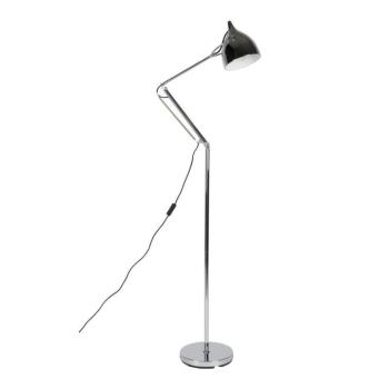 Ezüstszínű állólámpa hajlítható szerkezettel fém búrával (magasság 137 cm) Reader – Zuiver kép