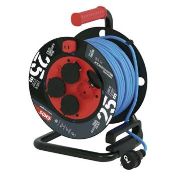 Fagyásálló kábeldob 25 m, 4 aljzat, kék, PVC, 230 V, 1,5 mm2, 230V, IP44, EMOS, P08625W kép