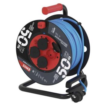 Fagyásálló kábeldob 50 m, 4 aljzat, kék, PVC, 230 V, 1,5 mm2, 230V, IP44, EMOS, P08650W kép