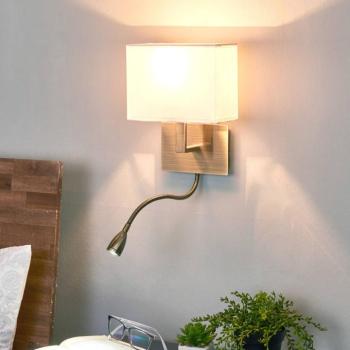Fali lámpa 6519 LED olvasólámpával, sárgaréz antik kép