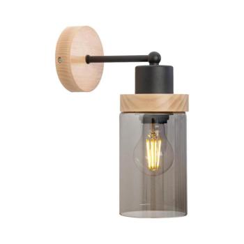 Fali lámpa WOODNEST 1xE27/15W/230V fenyő/füstös fekete KK 1015/1 BK+SM kép