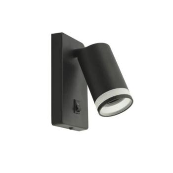 Fali lámpatest LUMO-W GU10 állítható dőlésszg kapcsolóval Φ55x100mm 60x140mm fekete, átlátszó 2102250 VITO kép