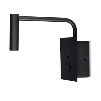 Fali LED olvasólámpa kapcsolóval és USB porttal, 3w, 3000K, meleg fehér, 150lm, 15°, fekete, V-TAC, 211487 kép