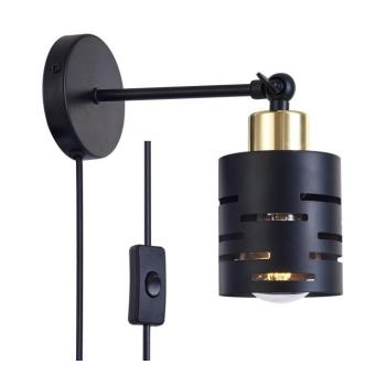 Fali spotlámpa kapcsolóval ELEN 1xE27/35W/230V fekete/arany ELEN WALL LIGHT WITH CS BLACK kép