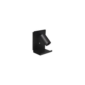 Fali spotlámpa polccal, USB töltővel 1xGU10/35W/230V fekete BEDROOM LIGHT REST BLACK USB kép