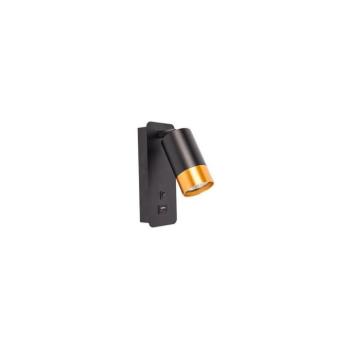 Fali spotlámpa USB töltővel 1xGU10/35W/230V fekete/arany BEDROOM LIGHT BLACK-GOLD USB kép
