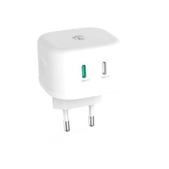 Fali Töltő | 45 W | GaN | Gyors töltés funkció | 2.25 A / 3.0 A | Kimenő csatlakozók száma: 2 | 2x USB-C™ | Automatikus Feszültség Kiválasztás kép