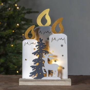 Fauna LED deco lámpa gyertyákkal fával szarvassal kép