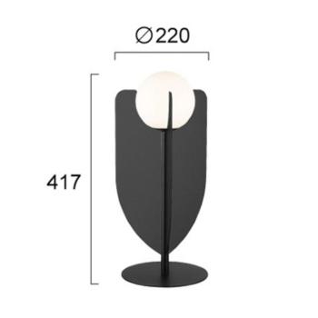 Fedora asztali lámpa, magasság 42 cm, fekete, fém/üveg kép