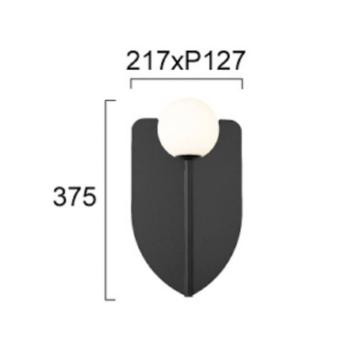 Fedora fali lámpa, magasság 37 cm, fekete, fém/üveg kép