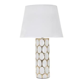 Fehér-aranyszínű kerámia asztali lámpa textil búrával (magasság 56 cm) Glam Carv – Mauro Ferretti kép