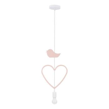 Fehér-rózsaszín gyerek függőlámpa fém búrával Single – Candellux Lighting kép