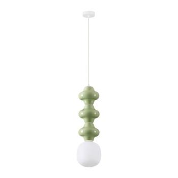 Fehér-világoszöld kerámia függőlámpa üveg búrával ø 18 cm Clio – Nova Luce kép