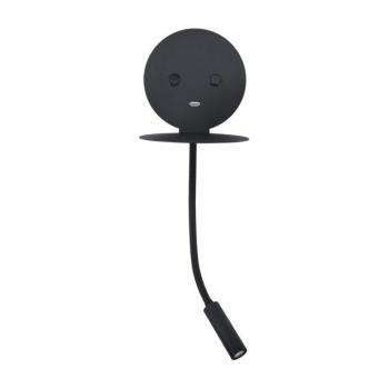 Fekete alumínium LED fali lámpa hajlítható szerkezettel-USB csatlakozóval Eclip – Nova Luce kép