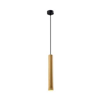 Fekete függőlámpa fa búrával ø 7 cm Tubo – Candellux Lighting kép