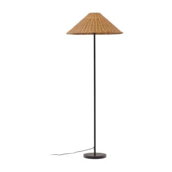 Fekete-natúr színű állólámpa rattan búrával (magasság 154 cm) Urania – Kave Home kép