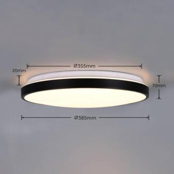 Fena LED mennyezeti lámpa, matt fekete, Ø 38 cm, fém, IP44 kép