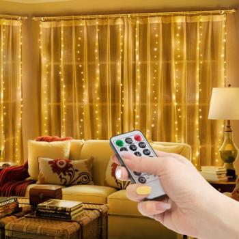 Fényfüggöny – 300 db melegfehér microLED-del – 3 x 3 m – 230V – távirányítós kép