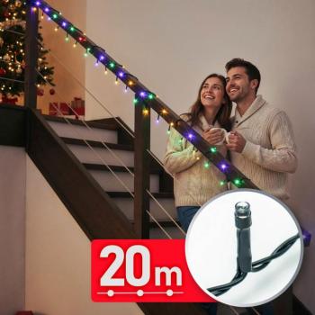 Fényfüzér - 20 m - színes - 400 LED - 220-240V - 6W - zöld kábel kép