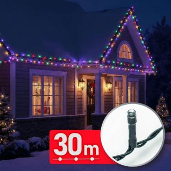 Fényfüzér - 30 m - színes - 600 LED - 220-240V - 6W - zöld kábel kép