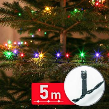 Fényfüzér - 5 m - színes - 100 LED - 220-240V - 6W - zöld kábel kép