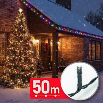 Fényfüzér - 50 m - színes - 1000 LED - 220-240V - 9W - zöld kábel kép